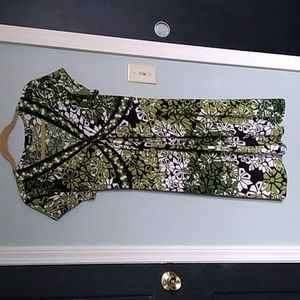 Dress Green Patterned Tie Waist, sz L